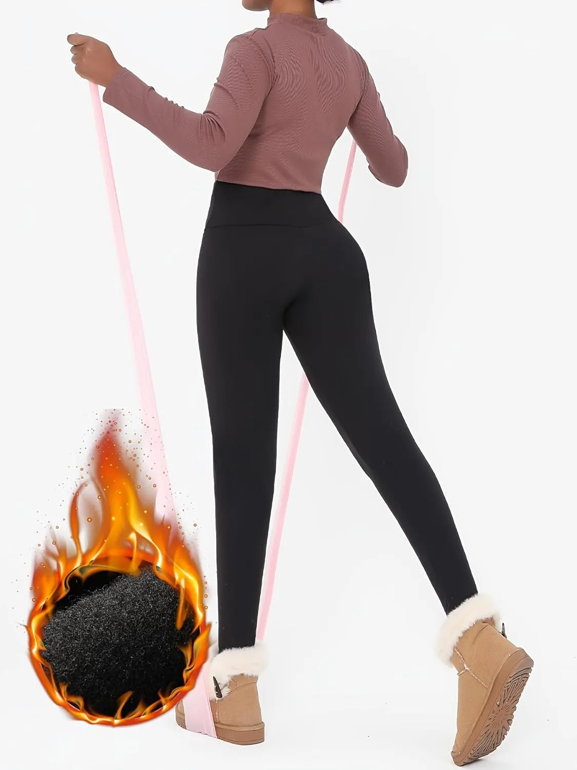 3 Pack Fleece Lined Leggings Women -Warm Winter Yoga Pants for Women Thermal Running Workout Leggings