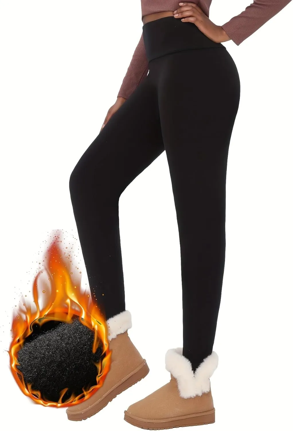 3 Pack Fleece Lined Leggings Women -Warm Winter Yoga Pants for Women Thermal Running Workout Leggings
