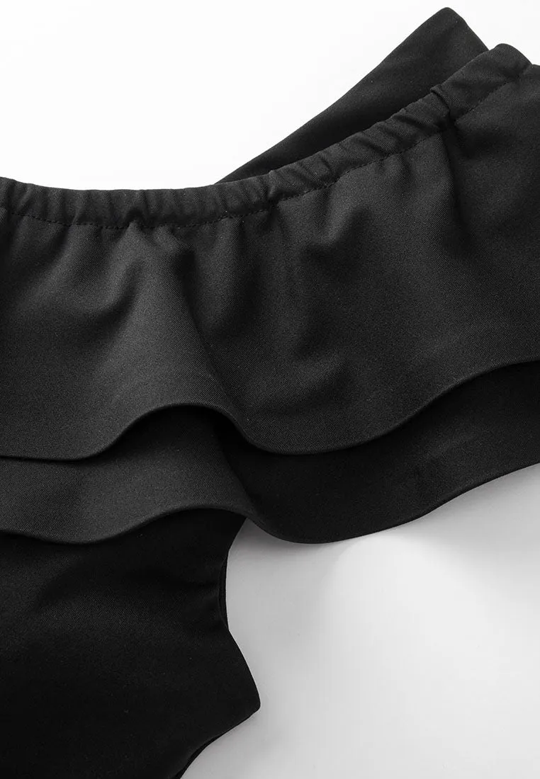 Adriana Convertible Stretch-Jersey One-Shoulder Top with Ruffle Detail & Removable Pads