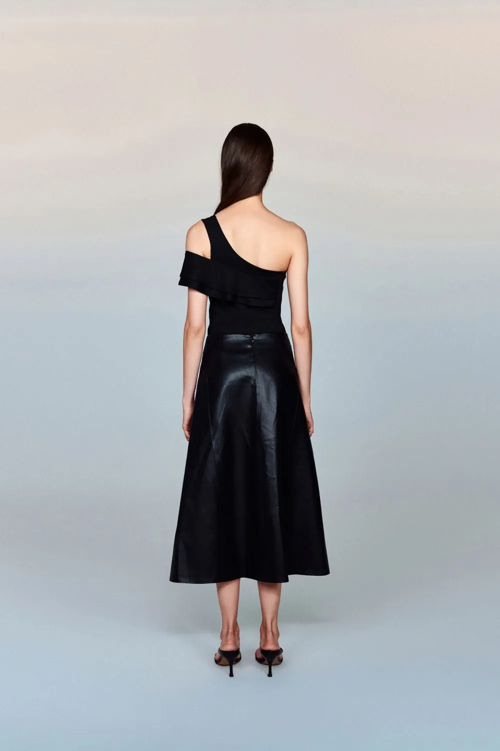 Adriana Convertible Stretch-Jersey One-Shoulder Top with Ruffle Detail & Removable Pads