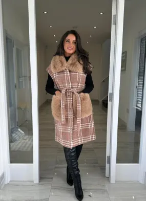 Camel Wool & Faux Fur Reversible Gilet