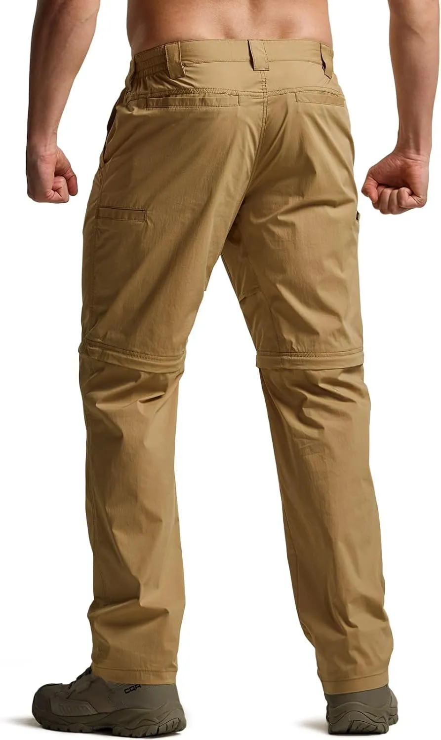 CQR Men's Convertible Cargo Tactical Pants, Water Resistant Outdoor Hiking Pants, Zip Off Lightweight Stretch Work Pants