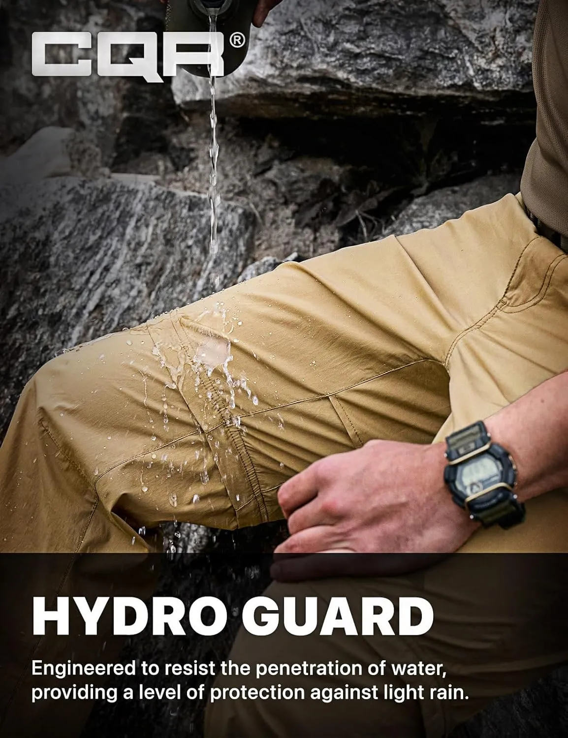 CQR Men's Convertible Cargo Tactical Pants, Water Resistant Outdoor Hiking Pants, Zip Off Lightweight Stretch Work Pants