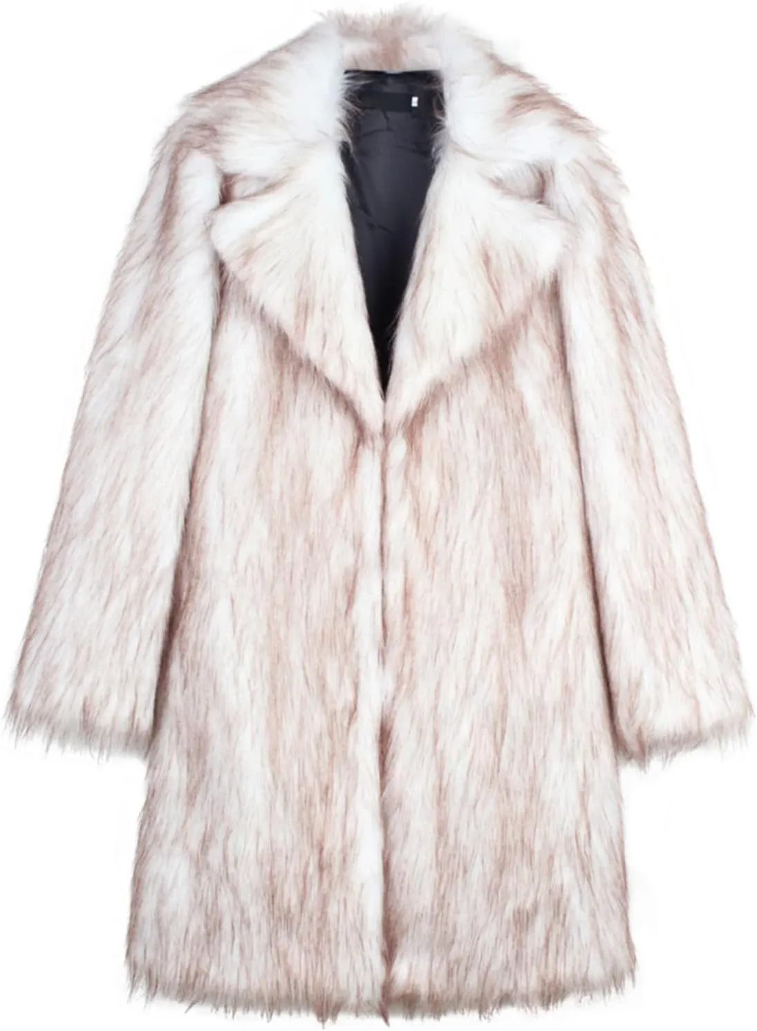 Faux Fur Coat for Men Fluffy Soft Winter Warm Cardigan Outwear Casual Long Sleeve Thicken Overcoat Jacket with Pocket