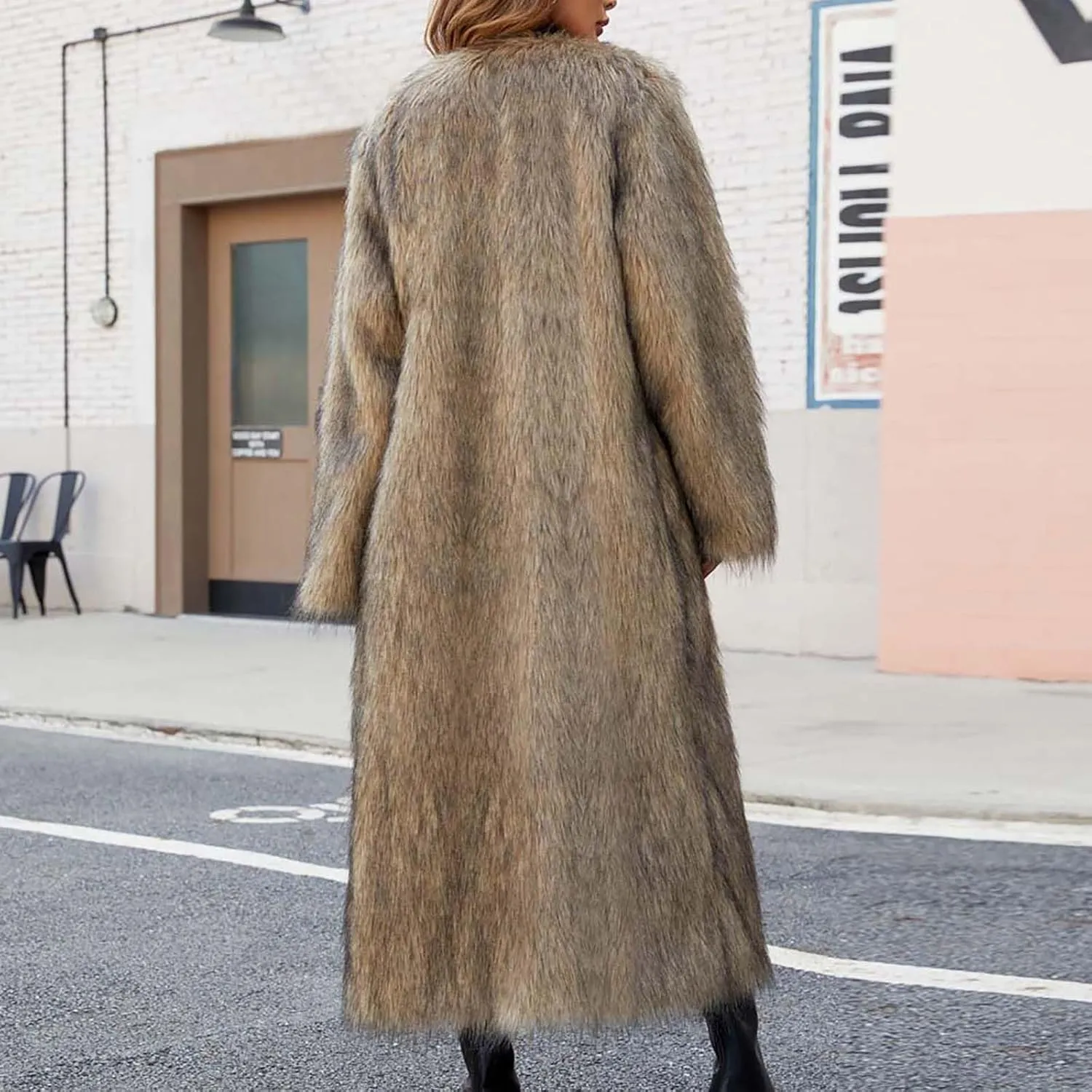Faux Fur Coats for Women Long Open Front Cardigan Fuzzy Fleece Jacket Warm Winter Coats Fashion Outfits