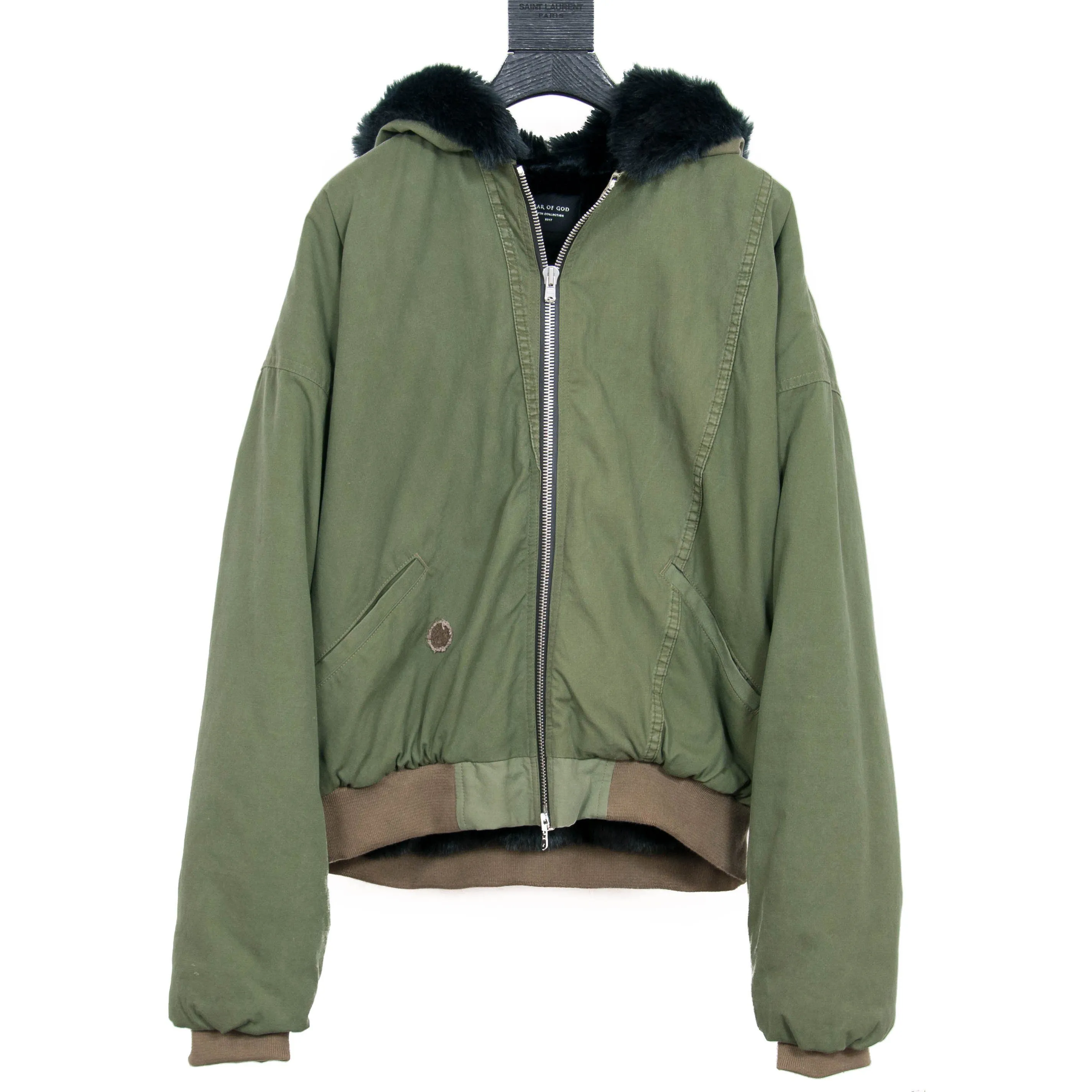 Faux Fur Hooded Bomber Jacket
