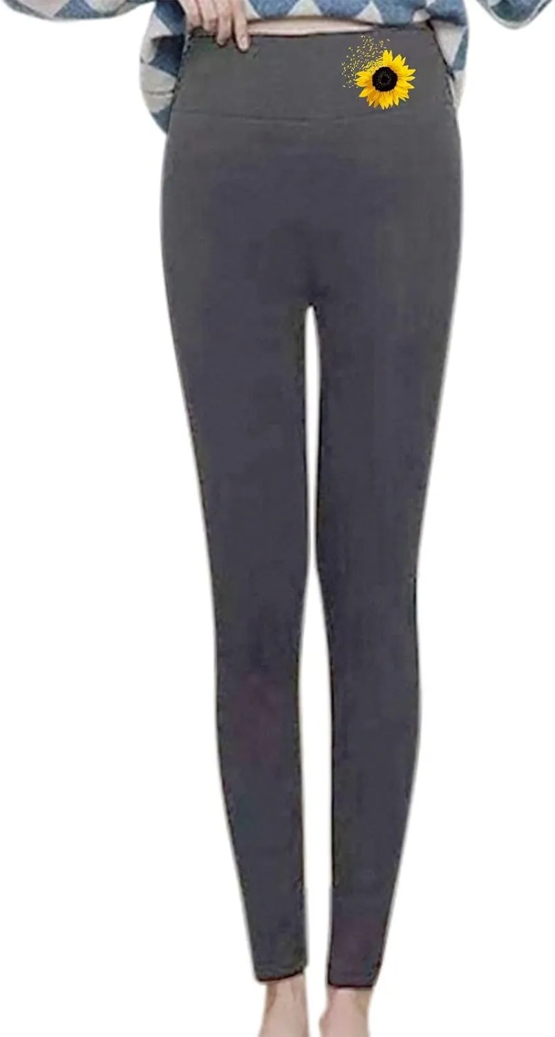 Fleece Lined Leggings for Women Thermal Pants High Waist Tummy Control Stretchy Warm Winter Tights Plus Size Sherpa