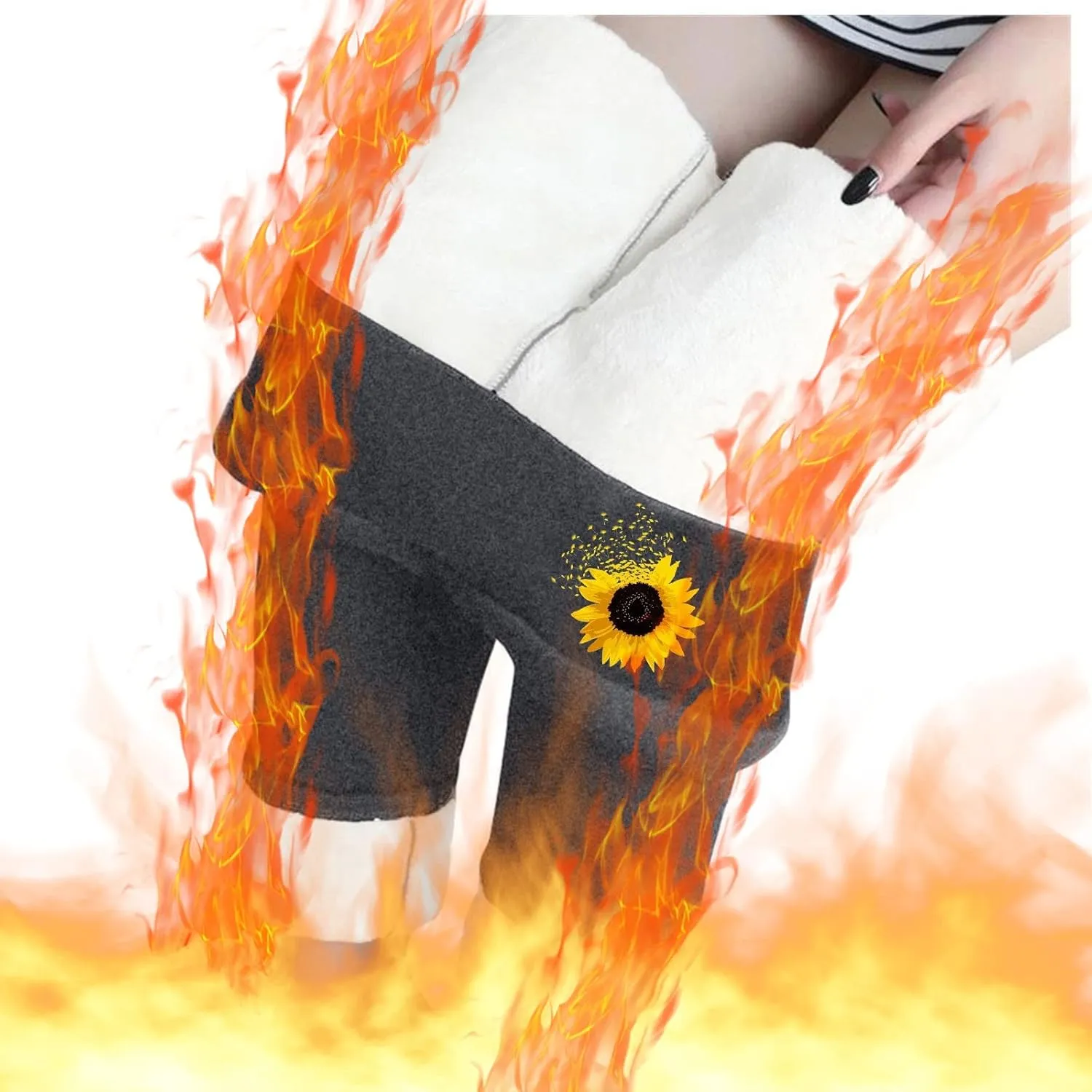 Fleece Lined Leggings for Women Thermal Pants High Waist Tummy Control Stretchy Warm Winter Tights Plus Size Sherpa