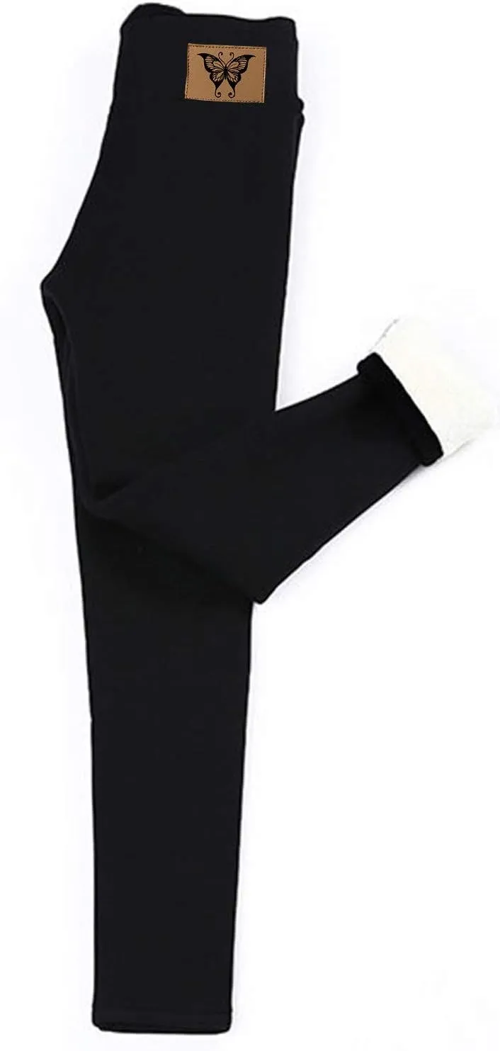 Fleece Lined Leggings Women High Waisted Winter Thermal Warm Pants Thick Yoga Tummy Control Athletic Tights