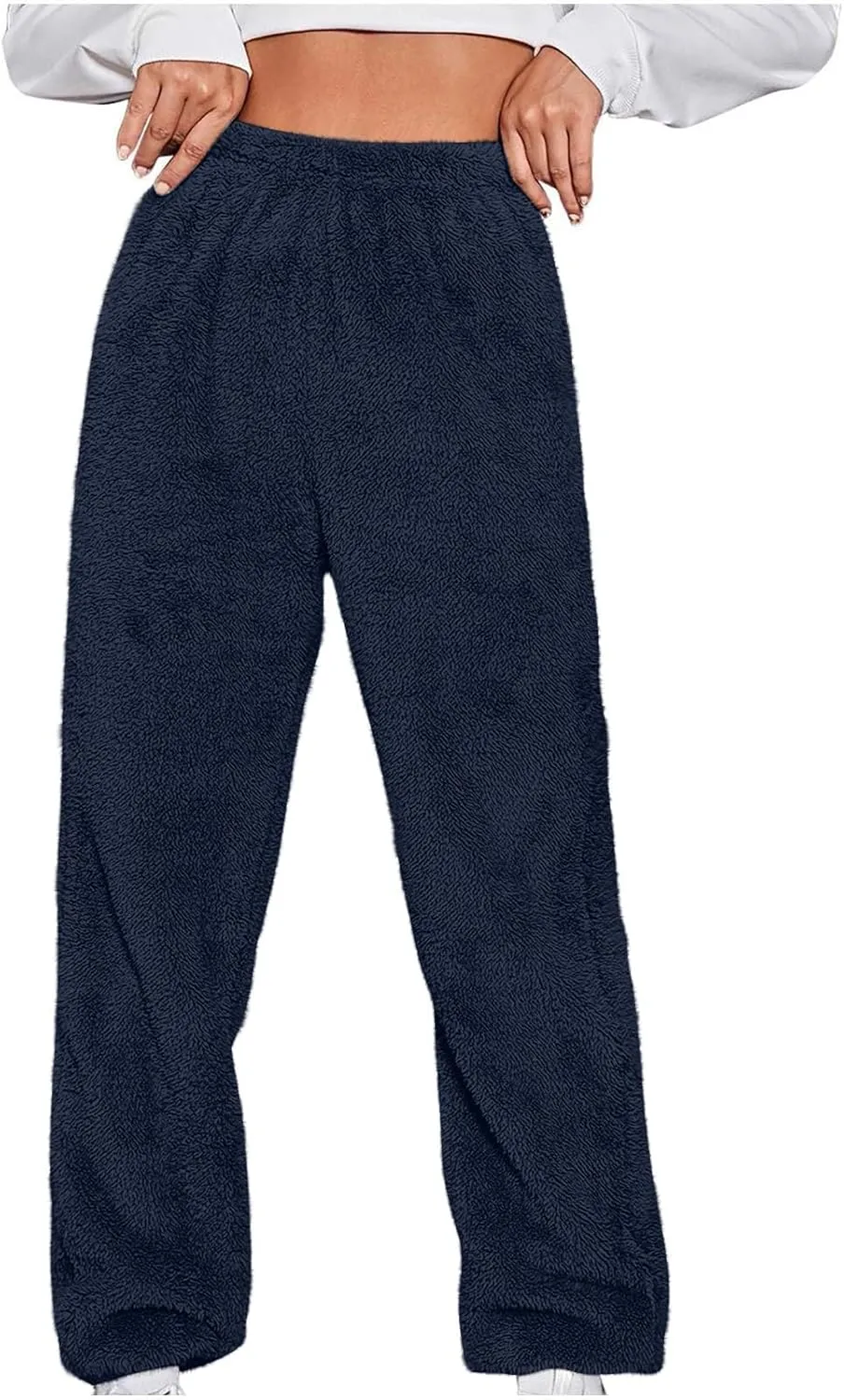 Fleece Lined Sweatpants for Women Winter Sherpa Lined Joggers Elastic Hight Waist Cinch Bottom Fall Fashion Outfits