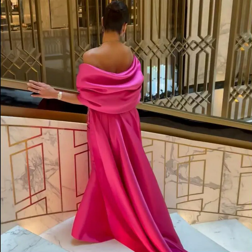Fuchsia Mermaid Evening Dress with Cape Shawl SS296
