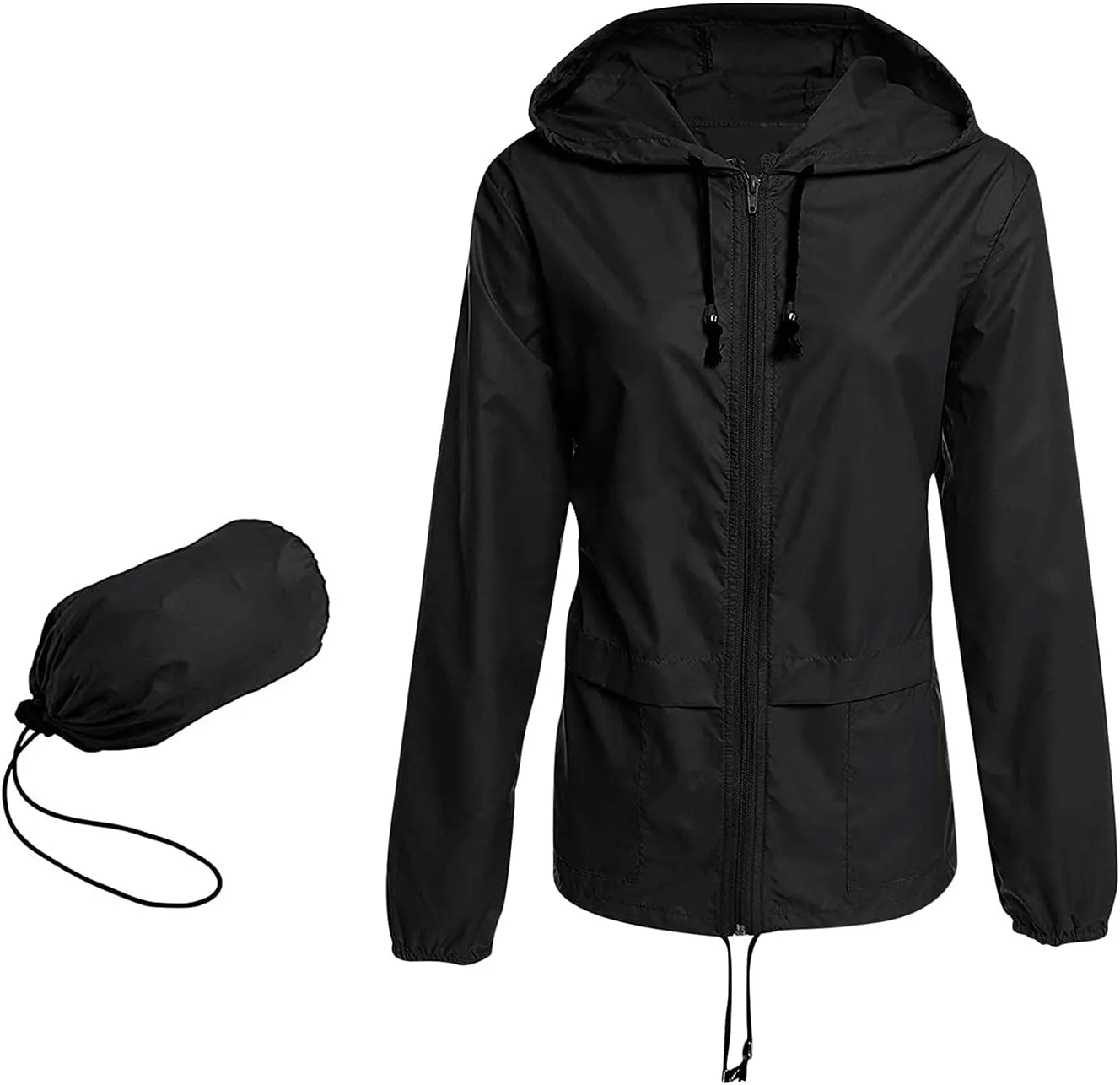 FZVYD Rain Jackets for Women Waterproof,Waterproof Rain Jacket Hood Windbreaker Hiking Travel Zip up Drawstring Raincoats
