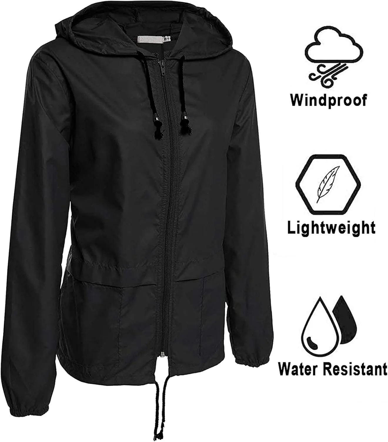 FZVYD Rain Jackets for Women Waterproof,Waterproof Rain Jacket Hood Windbreaker Hiking Travel Zip up Drawstring Raincoats
