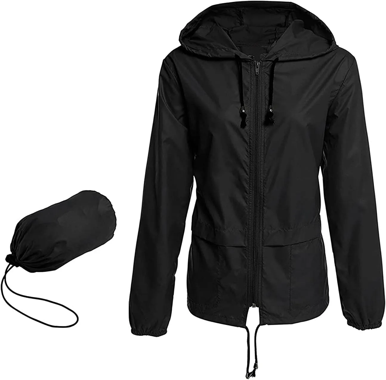 FZVYD Rain Jackets for Women Waterproof,Waterproof Rain Jacket Hood Windbreaker Hiking Travel Zip up Drawstring Raincoats