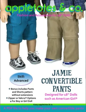 Jamie Convertible Pants Sewing Pattern for 18 Inch Dolls