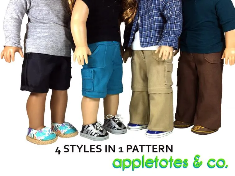 Jamie Convertible Pants Sewing Pattern for 18 Inch Dolls