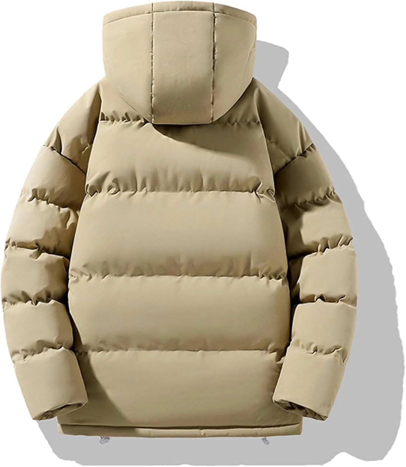 JEsilunmaMY Men's Solid Color Hooded Puffer Jackets Windproof Thicken Warm Padded Jackets Insulated Down Quilted Winter Coats