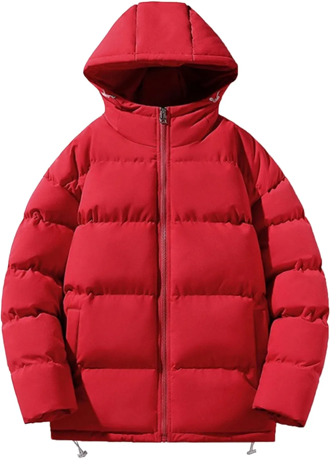 JEsilunmaMY Men's Solid Color Hooded Puffer Jackets Windproof Thicken Warm Padded Jackets Insulated Down Quilted Winter Coats