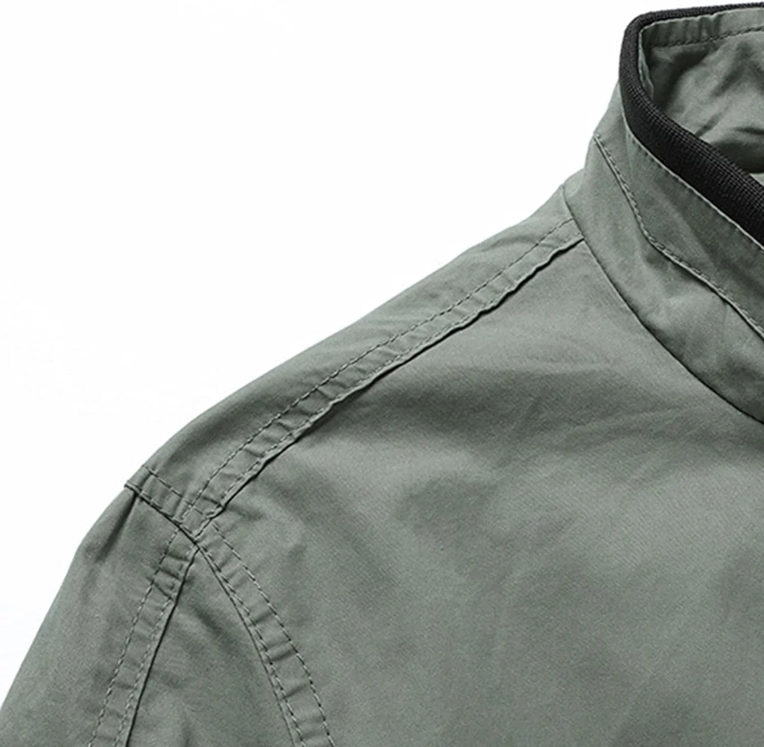JEsilunmaMY Men's Wash Cotton Cargo Jacket Stand Collar Military Jackets Windbreaker Windproof Casual Bomber Jacket Outwear