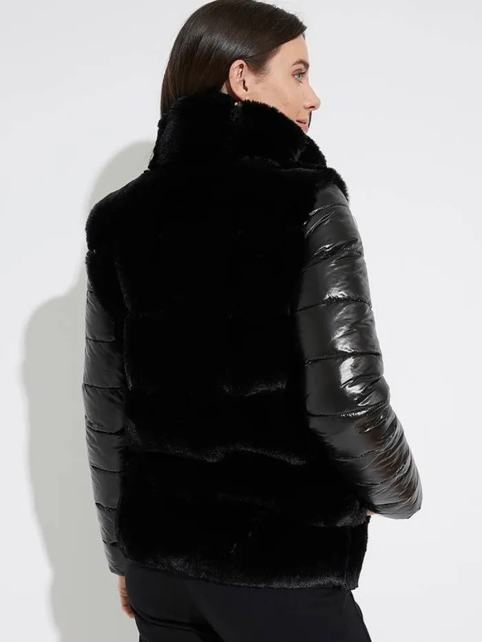 Joseph Ribkoff T Black Faux Fur Padded Coat 224909 11