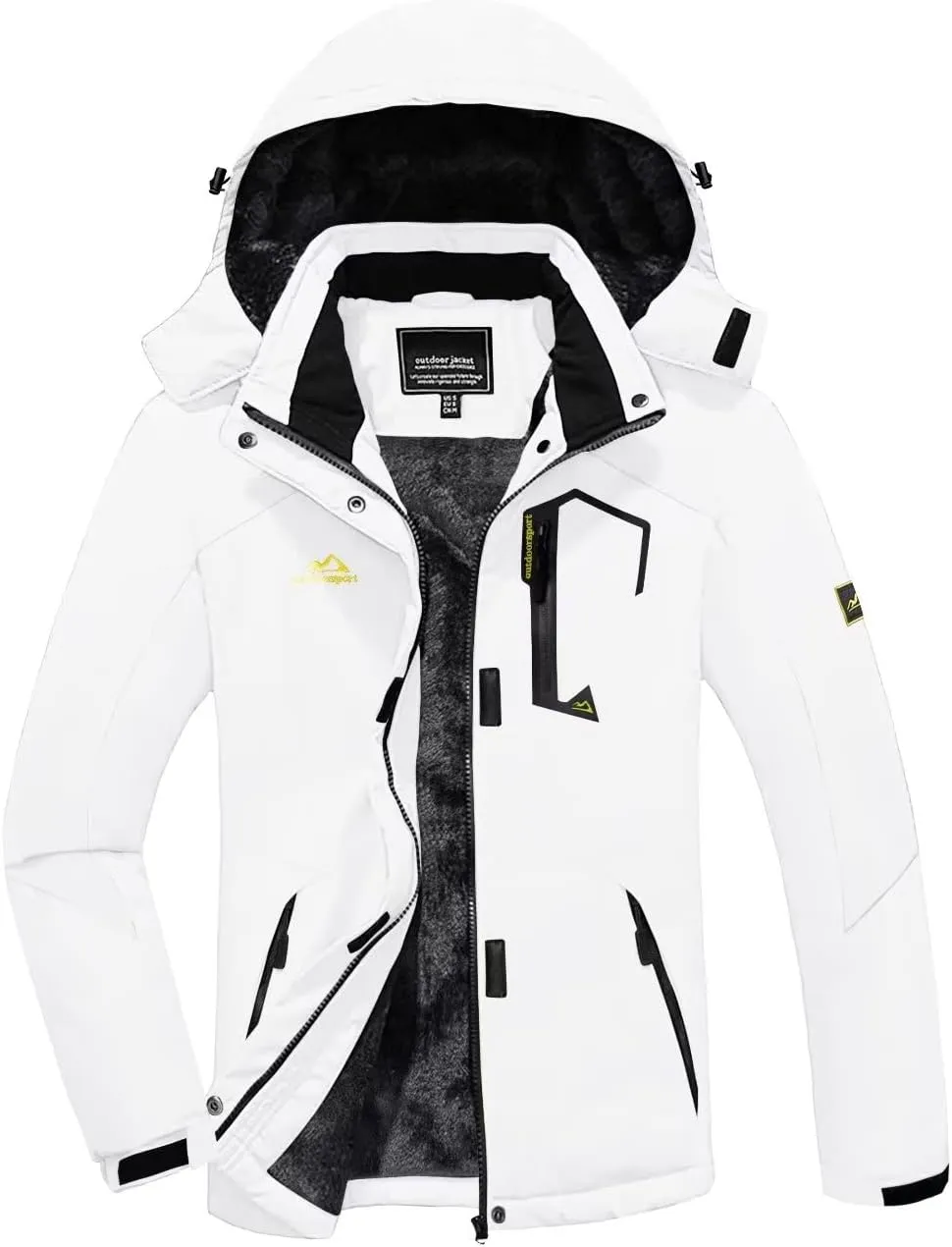 KEFITEVD Women's Waterproof Ski Snow Jacket Snowboarding Jackets Windproof Fleece Warm Heavy Hooded Coat Mountain Rain Jacket