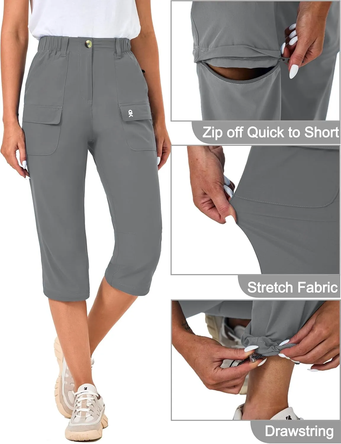 Little Donkey Andy Women's Convertible Hiking Pants Zip-Off Quick Dry Stretch Pants Travel Camping Fishing