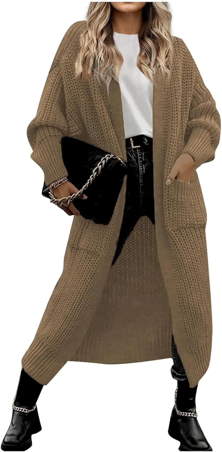 Long Cable Knit Hooded Cardigans for Women 2024 2024 Fall Long Sleeve Sweaters Button Up Cable Knit Sweater Coats