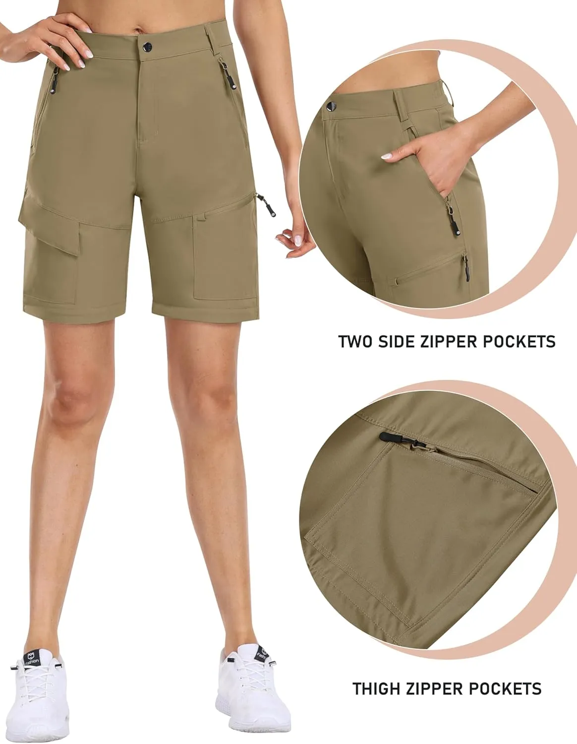 MoFiz Women's Hiking Pants Convertible Quick Dry Lightweight Zip Off Outdoor Athletic Pants with 5 Deep Pocket