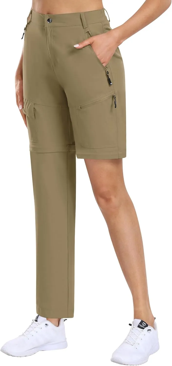MoFiz Women's Hiking Pants Convertible Quick Dry Lightweight Zip Off Outdoor Athletic Pants with 5 Deep Pocket