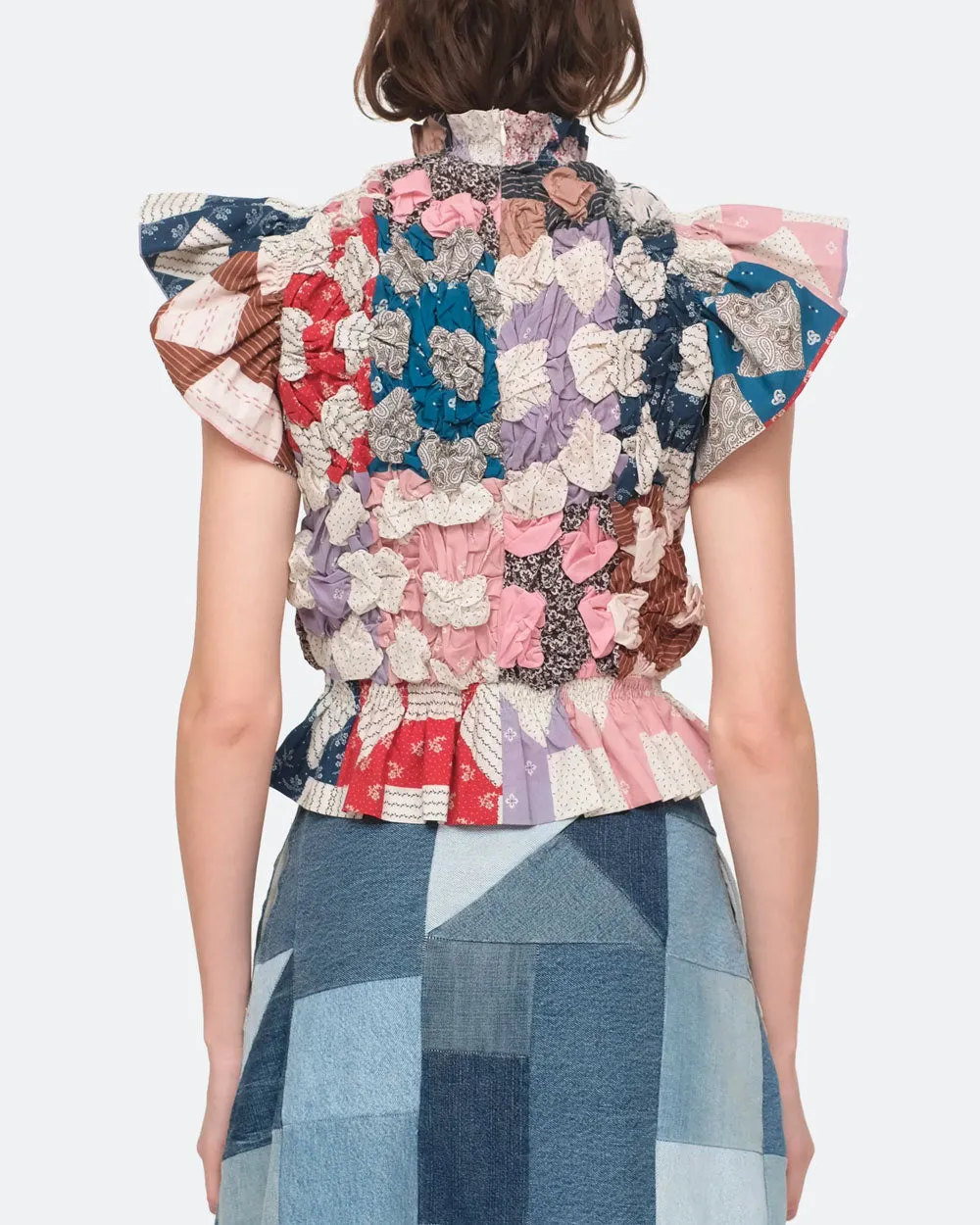 Multicolor Nohr Quilt Flutter Sleeve Top
