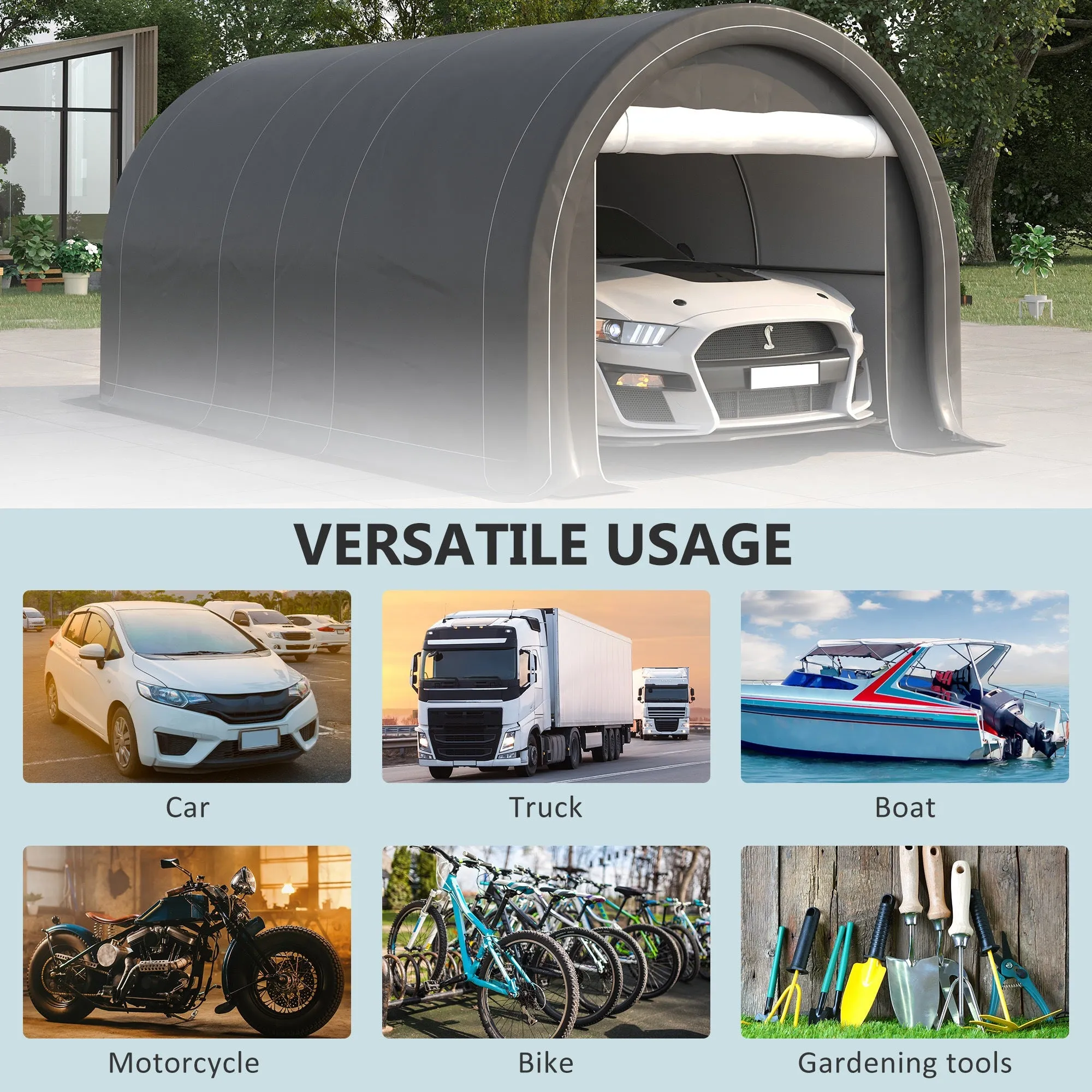 Outsunny 10' x 16' Carport, Heavy Duty Portable Garage Storage