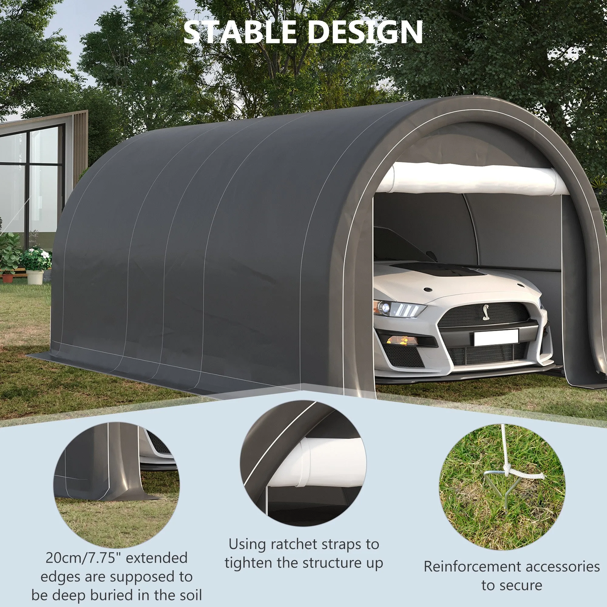 Outsunny 10' x 16' Carport, Heavy Duty Portable Garage Storage