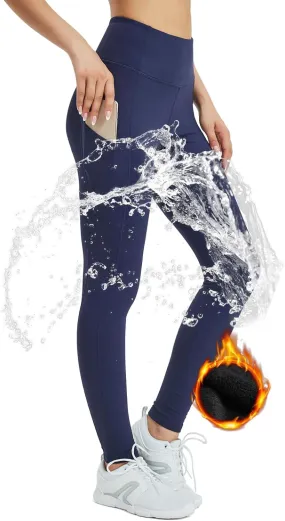SP3LOPS Fleece Lined Leggings Women,Waterproof Winter Thermal Leggings for Women, Thick Warm Lined Yoga Pant Pockets
