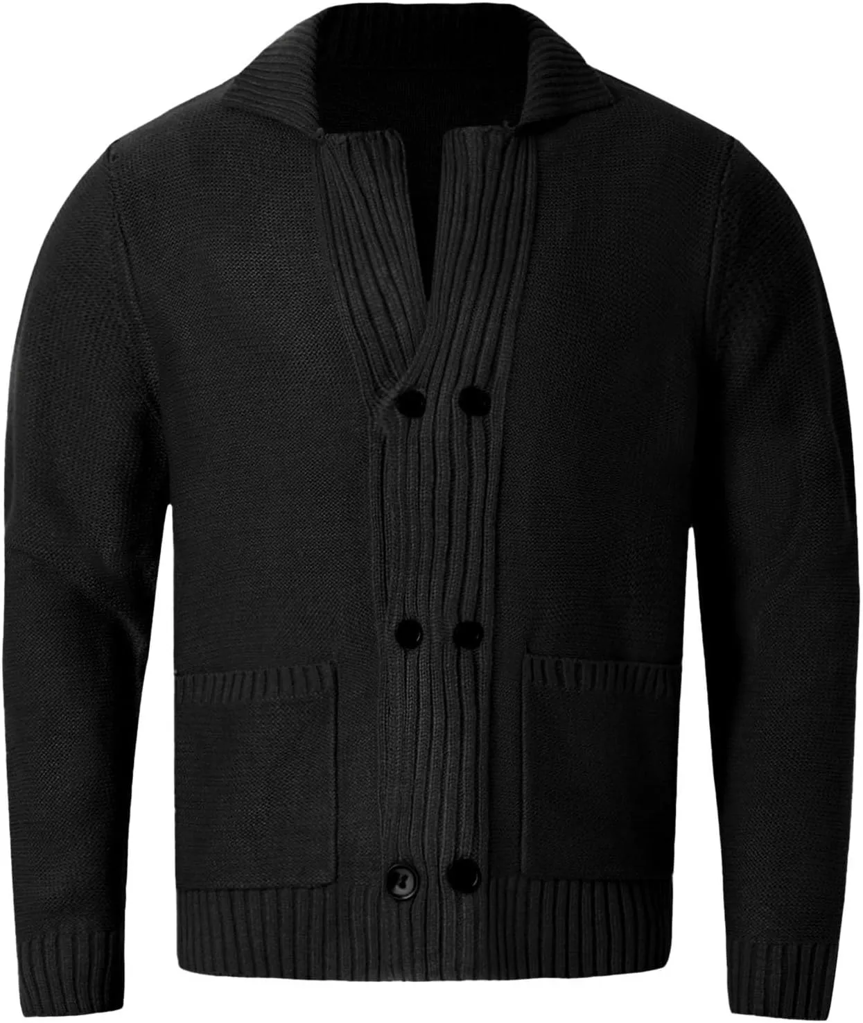 SUWBMHWE Men's Shawl Collar Cardigan Sweater Cable Knit Button Down Cardigans Casual Winter Chunky Sweaters with Pockets