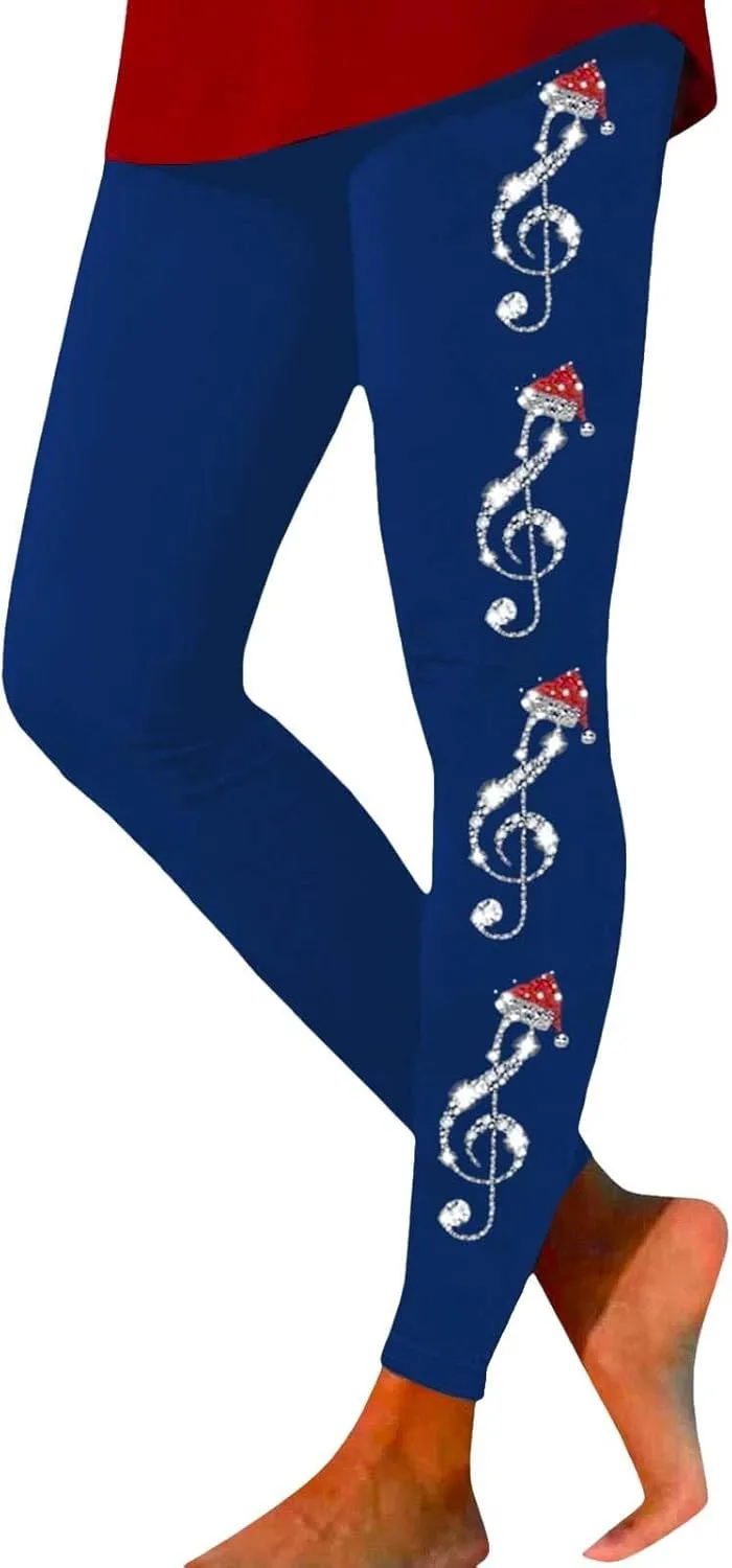 Thick Winter Warm Thermal High Waisted Women Long Printed Christmas Pants Cold Weather with Pockets Womens Leggings