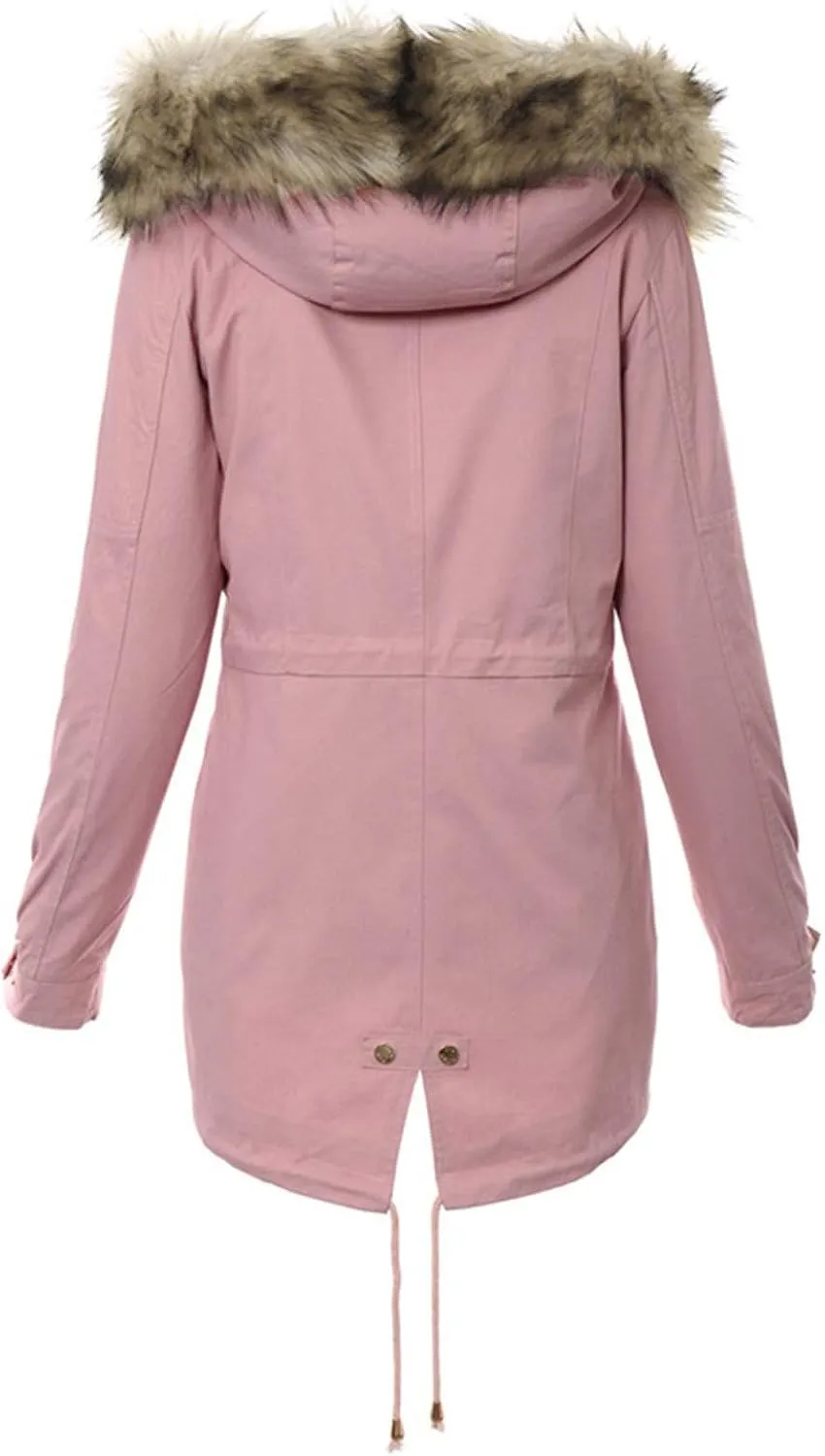 Winter Coats for Women Long Sleeve Puffer Jackets Plus Size Parka Coat with Plush Hooded Mid Length Sherpa Outerwear