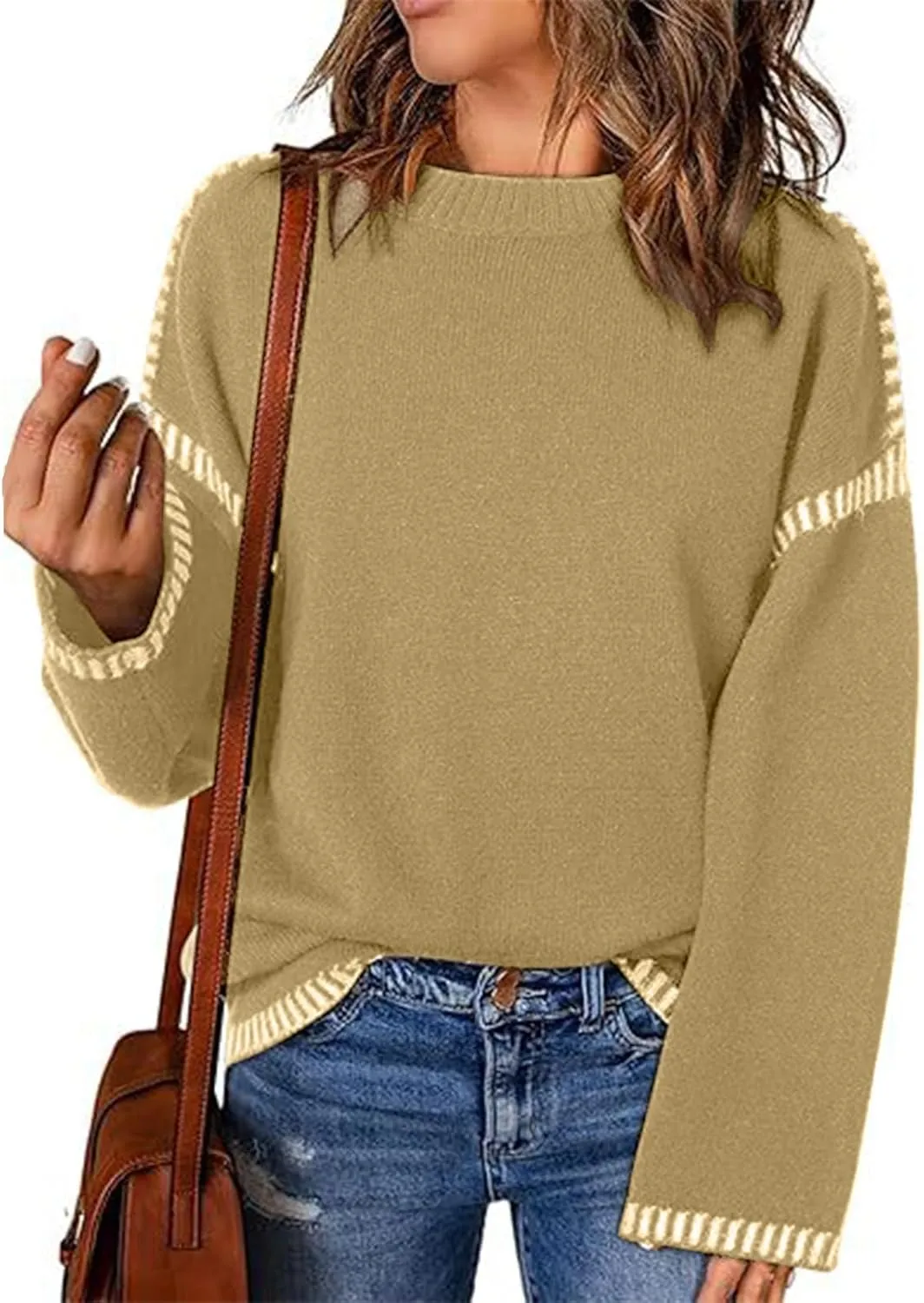 Women Knitted Sweater Chunky Y2k Drop Shoulder Pullover Cute Warm Jumper Crochet Fall Winter Knitted Outfits