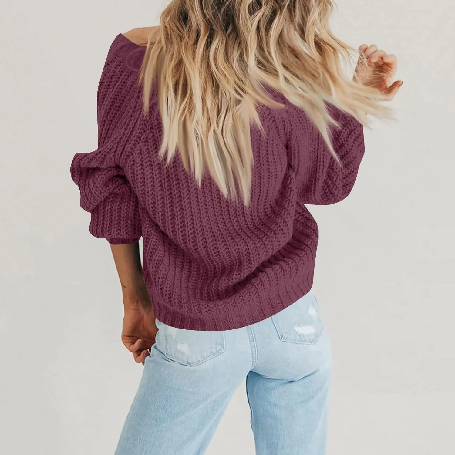 Women's Button Down Sweater Long Sleeve Fall Strpied Caridigan Casual Fashion Open Front V Neck Knitted Jackets