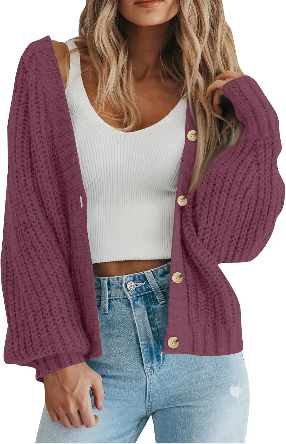 Women's Button Down Sweater Long Sleeve Fall Strpied Caridigan Casual Fashion Open Front V Neck Knitted Jackets