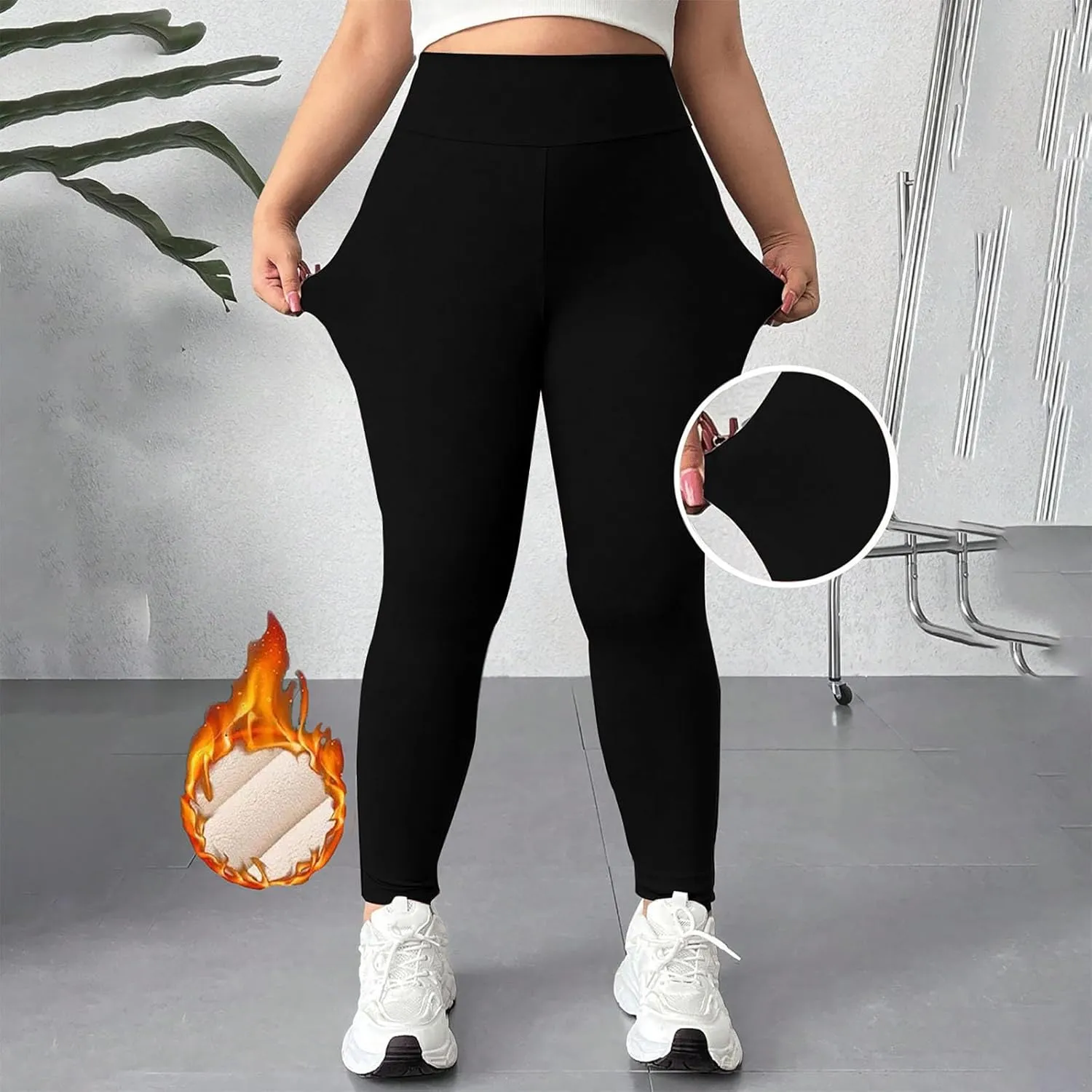 Women's Casual Sherpa Leggings Thicken Heavy Jogger Pants Fleece Lined Warm Thermal Pants Workout Yoga Tights