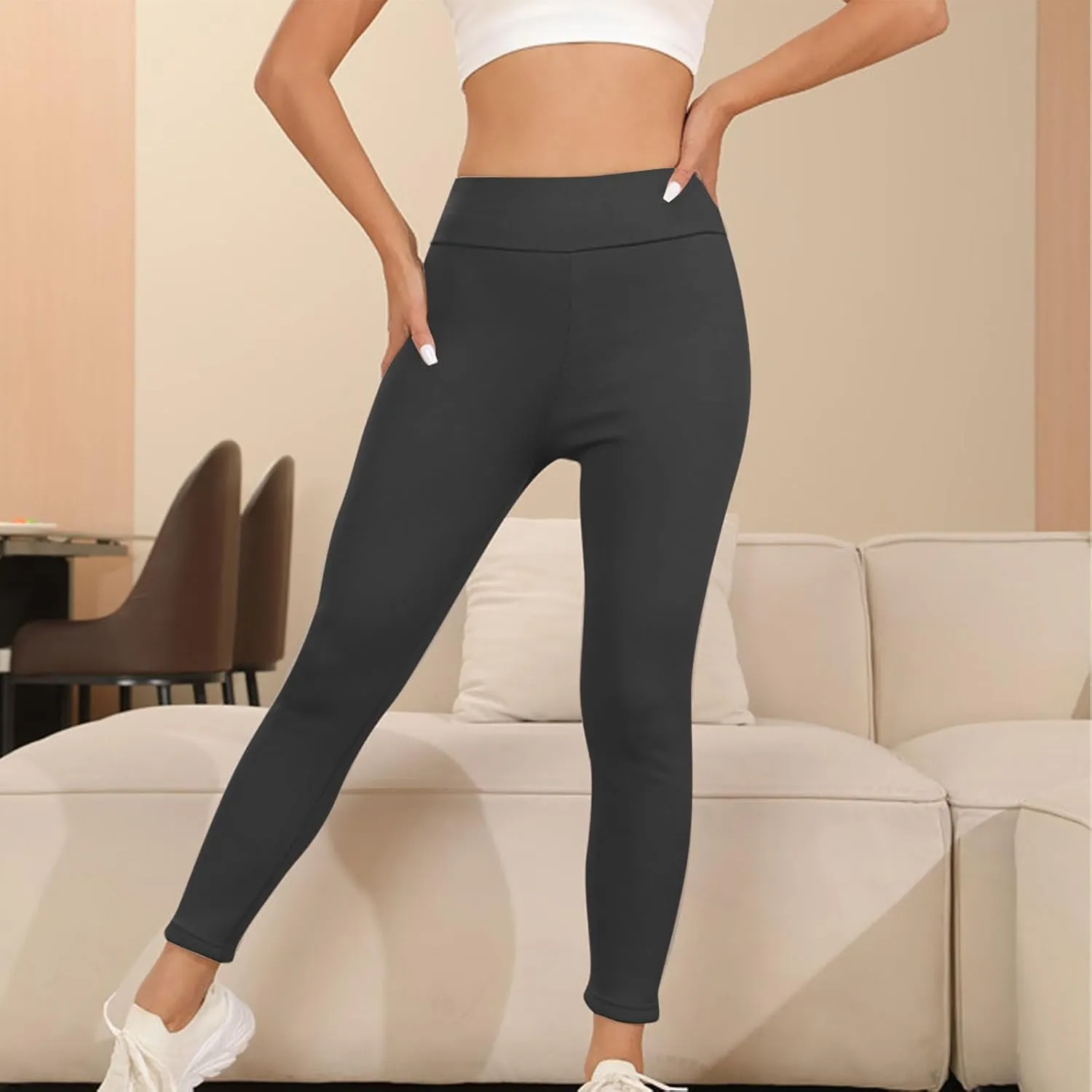 Women's Casual Sherpa Leggings Thicken Heavy Jogger Pants Fleece Lined Warm Thermal Pants Workout Yoga Tights