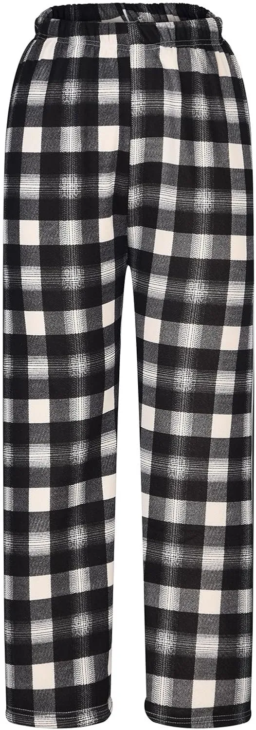 Women's Fleece Lined Thermal Pants Yoga Straight Leg Winter Trousers High Waisted Thick Thermal Leggings Plaid Pants