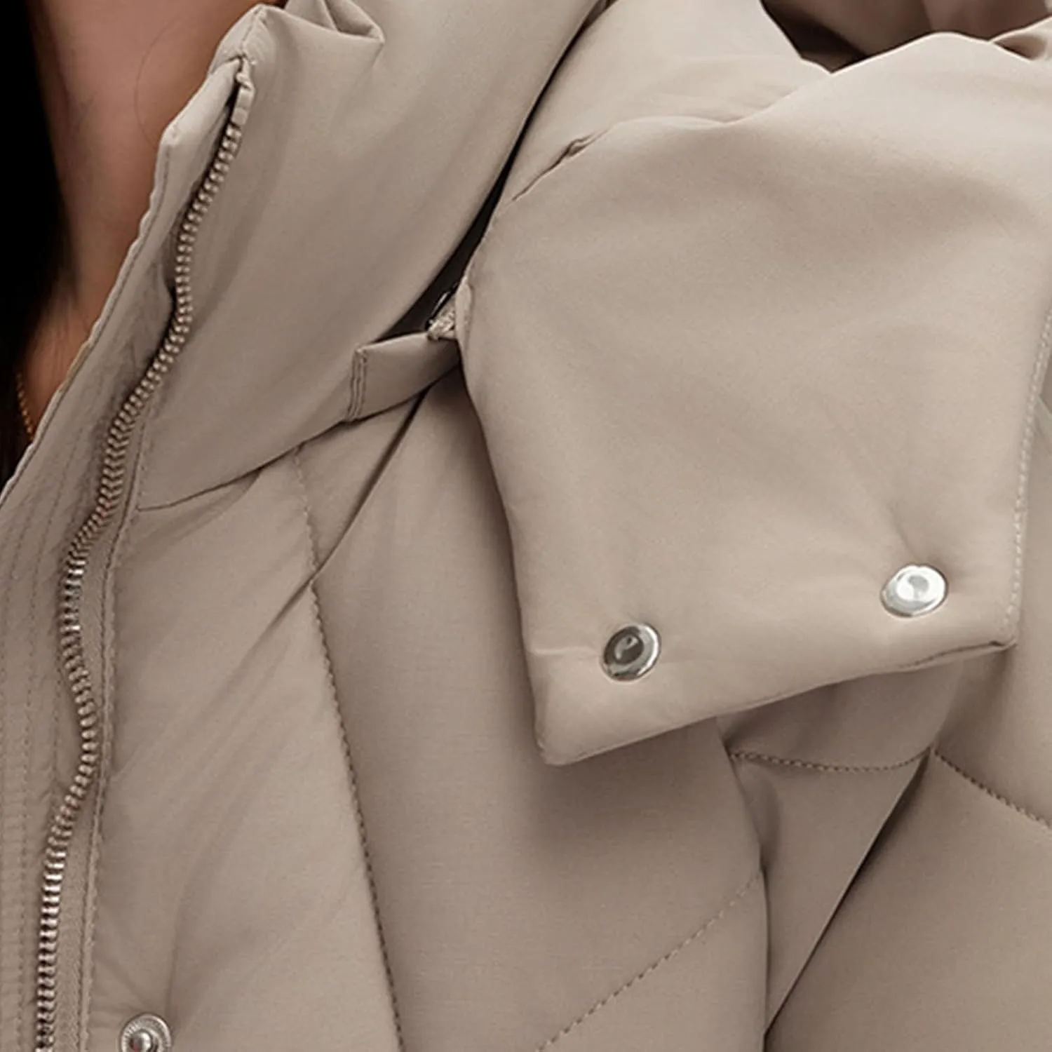 Womens Long Quilted Coat Long Sleeve Zipper Puffer Jacket Solid Hooded Padded Down Coats Thick Warm Winter Outerwear