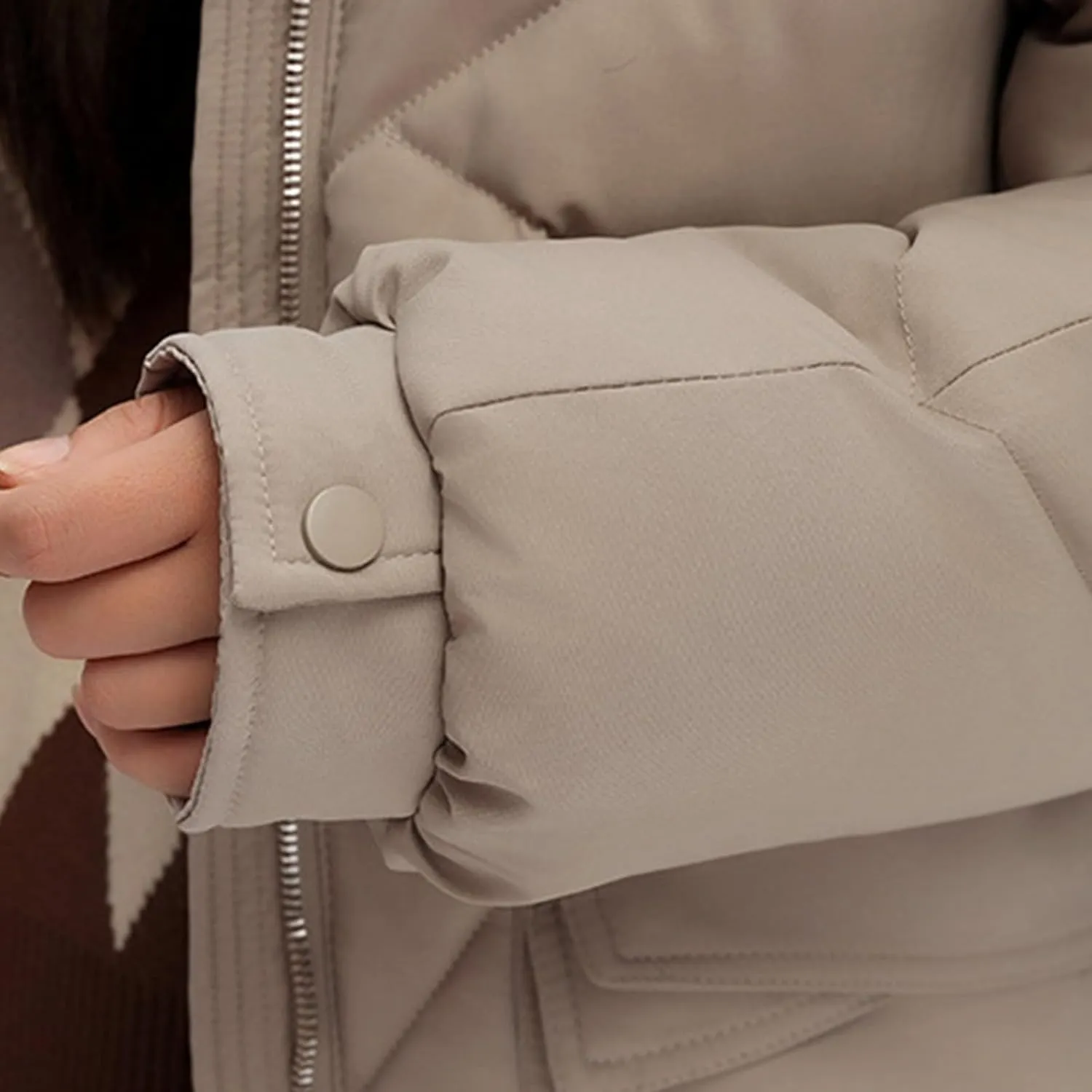 Womens Long Quilted Coat Long Sleeve Zipper Puffer Jacket Solid Hooded Padded Down Coats Thick Warm Winter Outerwear