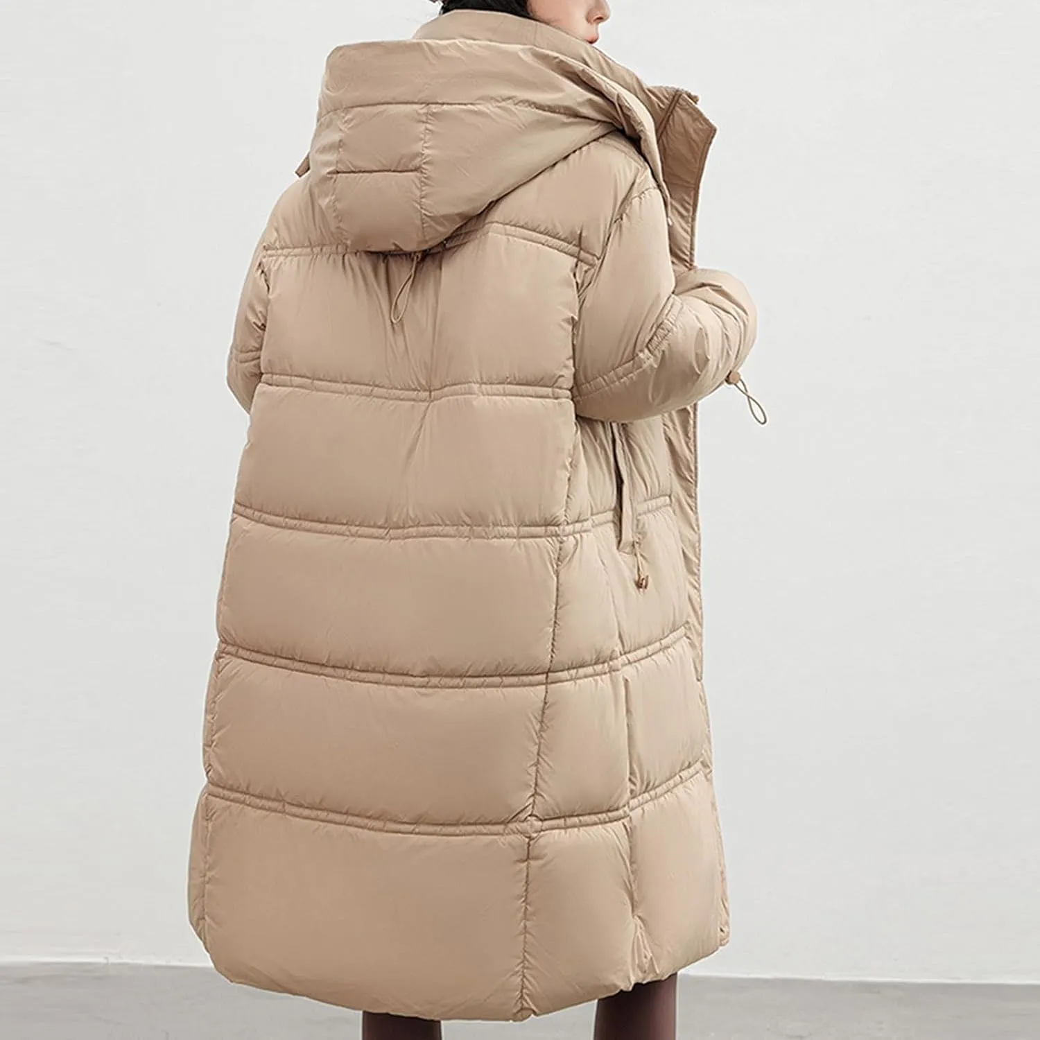 Women's Long Winter Coats Thicken Long Sleeve Puffer Coats Hooded Quilted Jackets Down Parkas Outerwear With Pockets