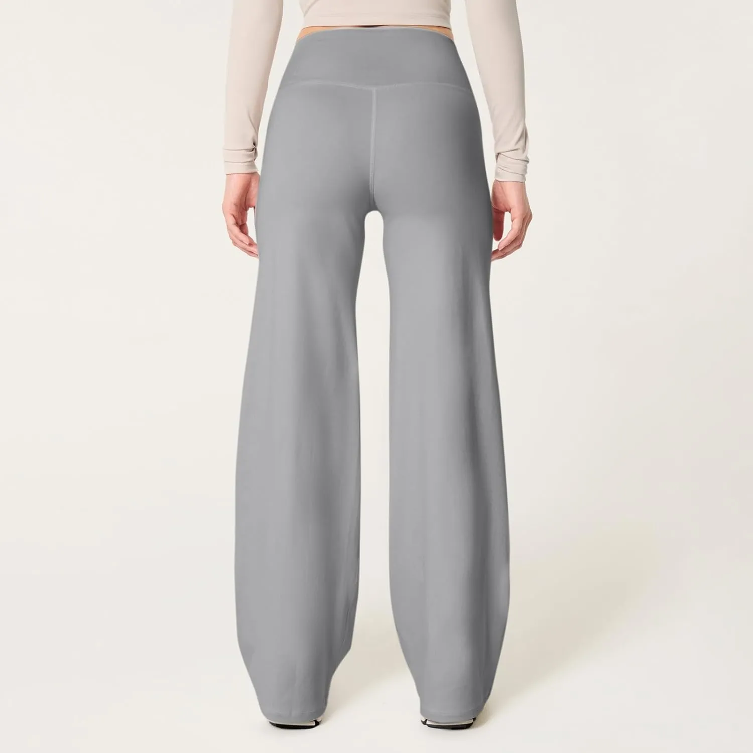 Yoga Pants Women Elastic High Waisted Pull On Trousers Straight Wide Leg Soft Comfort Baggy Workout Sweatpants